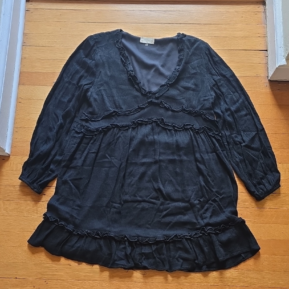 Altar'd State, Black Ruffle Tiered Babydoll Tunic Dress, EUC, Women's M